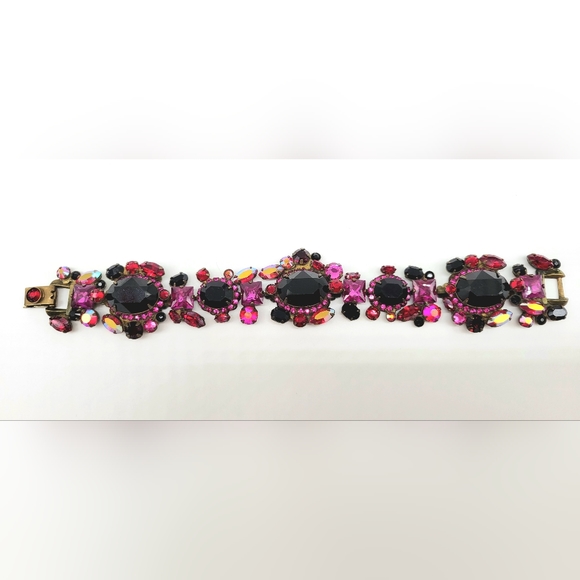 Sorrelli Garnet + Red Aurora Borealis Swarovski Crystal Statement Bracelet - Picture 10 of 12